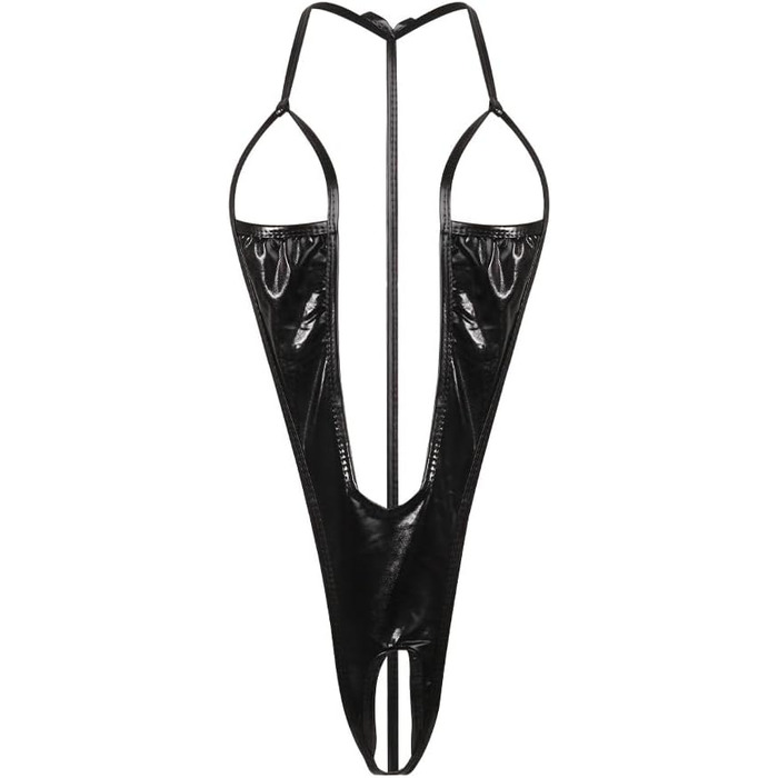 Жіноча сексуальна білизна, нічна сорочка, мокрий плюшевий комбінезон, відкрита білизна з глибоким V-подібним вирізом, без рукавів, з відкритою спинкою, боді-стрічка, чорний, F