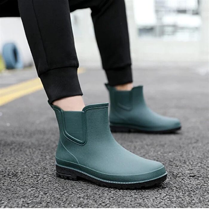 Чоловічі гумові черевики, короткі чоловічі гумові чоботи, водонепроникне гумове взуття, зручні чоловічі робочі чоботи, чорні, розмір ЄС 41