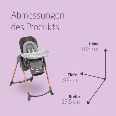 Стільчик для годування Maxi-Cosi Minla для зростаючих дітей, 0-14 років, до 60 кг, дитячий стільчик для годування, 9 рівнів висоти