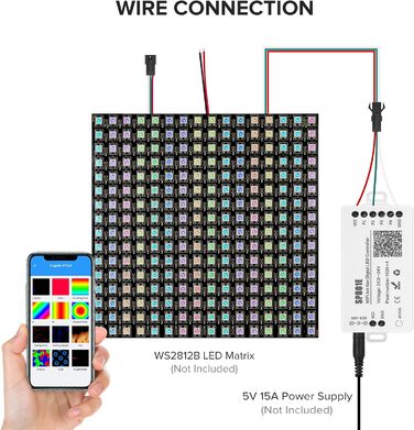 Світлодіодний WiFi контролер iOS/Android Керування групою додатків для SK9822 SK6812 SK6812-RGBW WS2801 WS2813 WS2815 Цифровий адресний світлодіодний модуль RGB стрічки DC5V-24V (M1SP801E), 2812B WS2811 SP108E