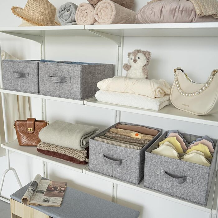 Органайзери для джинсів GRANNY SAYS, органайзер для штанів на 4 предмети для гардеробу, світло-сірі коробки для зберігання, складний органайзер для одягу, светрів та іншого.