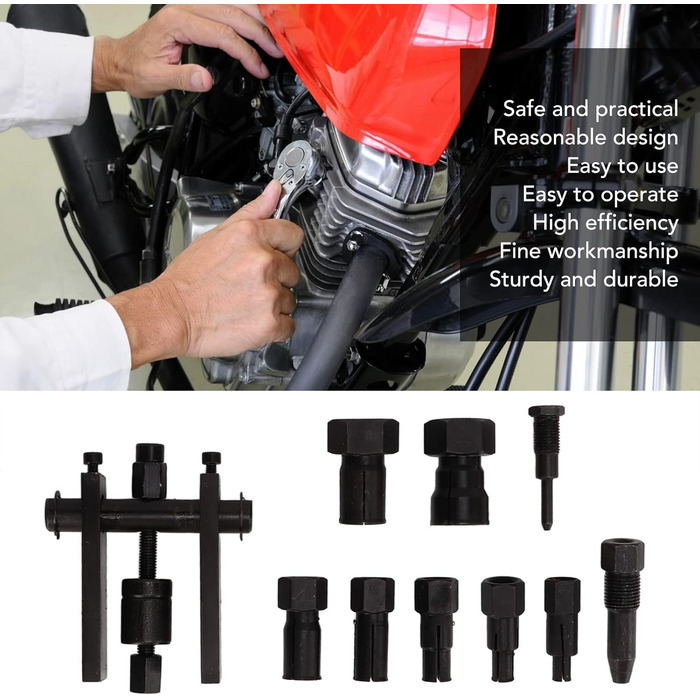 Двощелепний знімач підшипників, знімач каретки мотоцикла для зняття підшипників або шестерень, універсальний набір інструментів знімача підшипників мотоциклетного велосипеда, 10 шт.