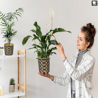 Матовий горщик для квітів PECZEKO - Декоративний горщик для квітів і трав - Міцні та легкі круглі пластикові горщики для вітальні