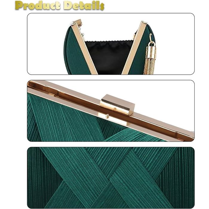 Клатч жіночий, вечірня сумочка, елегантна сумочка на ланцюжку, крос-боді, сумочка для вечірки, урочистих подій, побачень, зелена