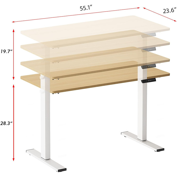 Електричний стіл Soges з регулюванням висоти та функцією пам&39яті для чотирьох індивідуальних варіантів висоти, перевірено TV, міцний сталевий каркас для офісу та дому, 60 x 140 см, тик