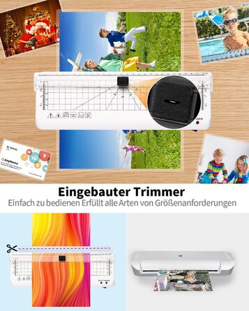 Ламінатор, ламінатор А4 зі швидким прогріванням, ламінатори А4/А5/А6 80-125 мікрон з вбудованим різаком для дому, офісу, школи, фотографії А4 10 шт.