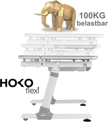 Комплект HOKO Ergo-Study-Table COMPAKT, JoJo & LUBU. Регульована по висоті дитяча парта з регульованою по нахилу стільницею та тум