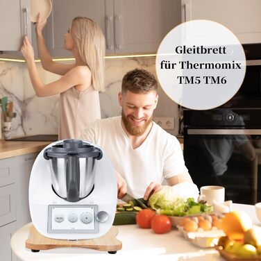 Розсувна дошка для Thermomix TM6 TM5, розсувна дошка з дерева, слайдер з ергономічними ручками Також підходить як розсувна дошка для Thermomix TM5, дошка з листяних порід Rubberwood для Thermomix TM6 & TM5