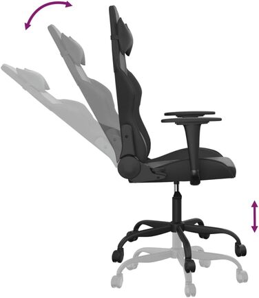 Ігрове крісло, масажне крісло, чорне, зі штучної шкіри, офісне крісло, для вітальні, офісу, спальні, модель 345407