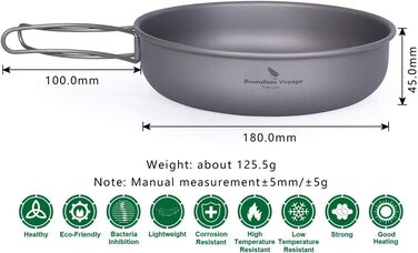 Безмежна подорож Титанова сковорода зі складною ручкою Ультралегка кемпінгова сковорода для пікніка Посуд Титанова сковорода Ti151
