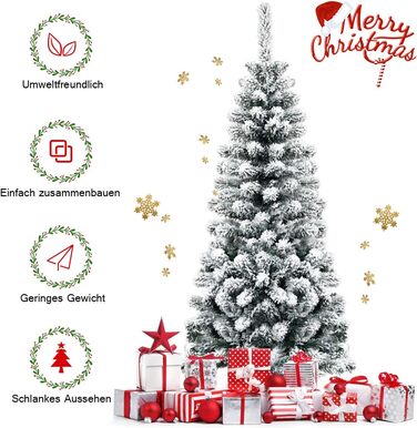 Ялинка-олівець зі снігом 135 см біла COSTWAY