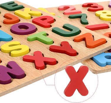 Дерев&39яні іграшки-пазли Gitua, 2 частини, барвистий алфавіт, букви ABC, цифри, дизайн, дерев&39яні блоки-пазли для малюків і діт
