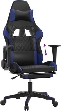 Ігрове крісло з підставкою для ніг, крісло для ПК, ігрове крісло, крісло для геймерів, крісла для ігор, крісла для кабінету, крісло для PlayStation, комп&39ютерне крісло, чорно-синя штучна шкіра