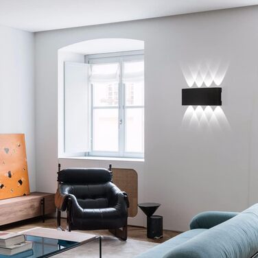 Сучасний внутрішній настінний аплікаційний світлодіодний зовнішній водонепроникний алюмінієвий 18 Вт зовнішній світильник, що застосовується для вітальні, спальні, коридору, сходів, холодного білого 6000K 16 Вт-2 шт. холодного білого, 2 шт.