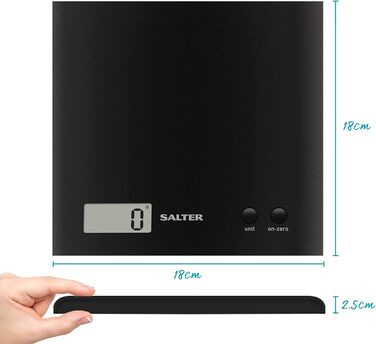 Цифрові кухонні ваги Salter 1066 BKDR15 Arc - компактні ваги на 3 кг, батарейка CR2032 в комплекті, функція додавання та зважуванн