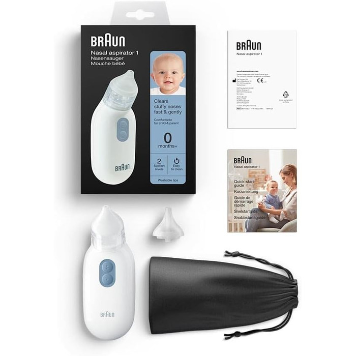 Назальний аспіратор Braun 1 Видалення слизу Полегшення при закладеному носі Електрична потужність всмоктування 2 рівні всмоктуванн