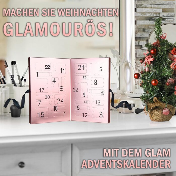 Різдвяний календар KreativeKraft на 2025 рік для жінок, підлітків та дівчат - набір засобів догляду за шкірою, краси та макіяжу - різдвяний календар, ідея подарунка для макіяжу (рожевий)