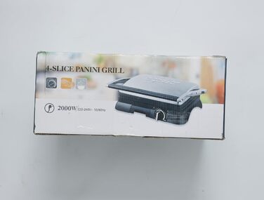 Контактний гриль Panini Grill, Бутербродниця, 2000 Вт, нержавіюча сталь з антипригарним покриттям, 180 градусів відкидний, контроль температури, ОДНОРАЗОВА УПАКОВКА., 30KLU- XXL