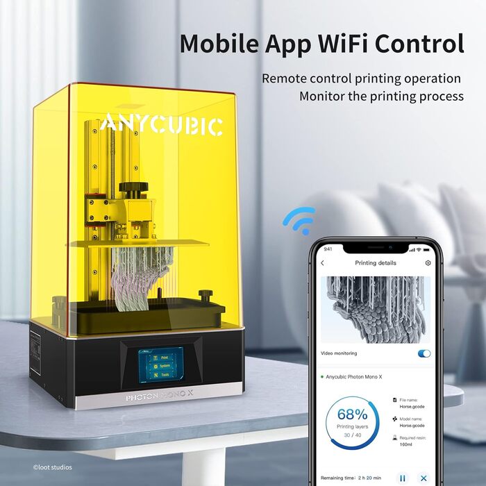 Принтер ANYCUBIC Photon Mono X, полімерний 3D-принтер із 8,9-дюймовим монохромним екраном 4K, 3D-принтер із дистанційним керування