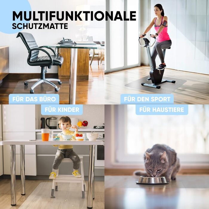 Захисний килимок для підлоги Bjrn&Schiller, нековзний килимок для офісного крісла, килимок для підлоги, стійкий до подряпин килимок для крісла, захисний килимок, килимок для офісних крісел (прозорий, 100 x 120 см) прозорий 100 x 120 см