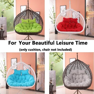 Яйцеподібна подушка для подвійного підвісного шезлонга-гойдалки, м&39яка, глибока подушка, подушка для двомісного крісла-гойдалки для використання на вулиці з ремінцями, повністю наповнена, не згинається (кавовий колір)