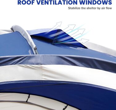 Павільйон для заходів, пляжний намет UPF 50, 3,6 x 3,6 м, водонепроникний та дощозахищений, купольний сонцезахисний намет для 8-10 осіб з 2 боковими стінками (темно-синій)