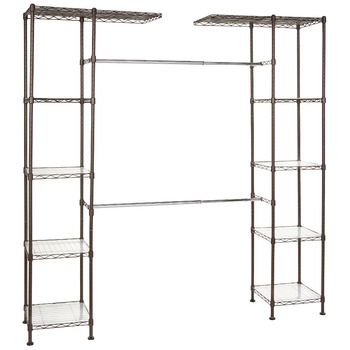 Розсувна відкрита шафа Storeo Basics з 10 полицями з регульованою висотою - максимальна вага 521 кг, від 35,6 на 147 до 160 на 182,9 см, бронза