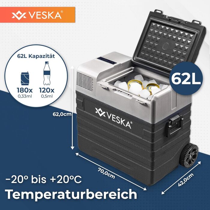 Компресорна холодильна камера електрична, морозильна камера з управлінням APP, підключення USB, 12/24V, 230V, колеса, переносний х