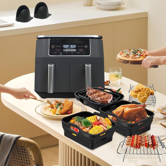 Силіконова форма для аксесуарів для фритюрниці- Аксесуари для фритюрниці Ninja Foodi AF400EU AF500EU Double Stack XL SL400EU 9.5 л, COSORI 8.5 л, аксесуари для двозонної фритюрниці, аксесуари для фритюрниці