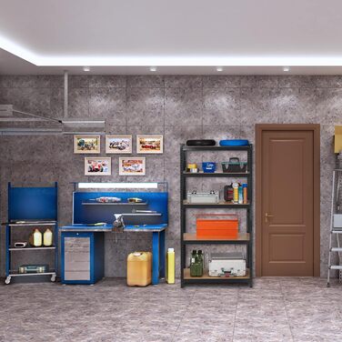 Надміцний стелаж Relaxdays, 5 ярусів, металевий стелаж для зберігання, чорний Розміри 180x100x50 см, вантажопідйомність 1250 кг, для підвалу, гаража