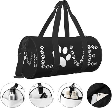 Дорожня сумка-циліндр, принт Сліди лап, спортивна сумка для чоловіків та жінок, сумка-мішок, спортивна сумка