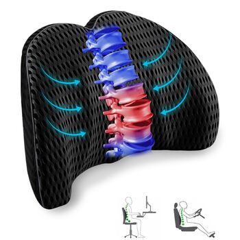 Поперекова опорна подушка для автомобіля, ортопедична поперекова подушка, поперекова опора з піни з ефектом пам&39яті для автомобіля, офісні крісла, інвалідні візки (чорна)