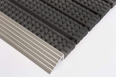 Килимок для вулиці Astra Super Brush - Алюмінієвий килимок - Алюмінієвий килимок для бруду для використання в приміщенні - Надзвичайно міцний - Нековзний - Екологічний - 40x60 см, Чорний 40 x 60 см (Прямокутний) Чорний