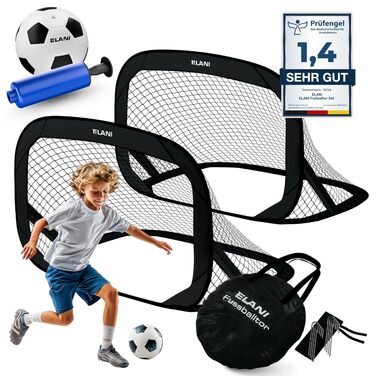 Висувні футбольні ворота для дітей, набір з 2 шт. - складані з м&39ячем та насосом, на 50 менші легке складання, міні-футбольні ворота, ворота, футбольні ворота для саду, дитячі футбольні ворота, чорні футбольні ворота