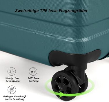 Ручна поклажа TANTOMI, 20-дюймова валіза з твердим корпусом, візок, легка валіза на колесах з ABS-пластику, дорожня валіза з 4 колесами, 3-значний кодовий замок (світло-темно-зелений, 41 л) Світло-темно-зелена ручна поклажа (M)