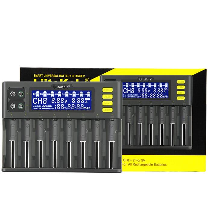 Інтелектуальний зарядний пристрій Docooler Liito Kala LII-S8, 8 слотів, автоматичний/ручний, світлодіодний, сумісний із літієвими акумуляторами 18650, 26650, 21700, 26700, AA, AAA