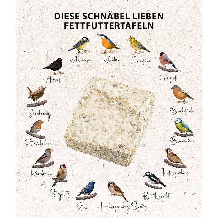Корм Dehner Natura Premium Wild Bird Food, снек для диких птахів, таблетки для годування комахами, цілорічний корм з високим вмістом білка / енергетичний, високоякісний корм для диких птахів, 12 x 300 г (3,6 кг)