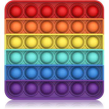 Силіконова сенсорна Fidget Toy, Anxiety Relief Finger Toys Аутизм для ADHD Squeeze Toys (Rainbow-Square)
