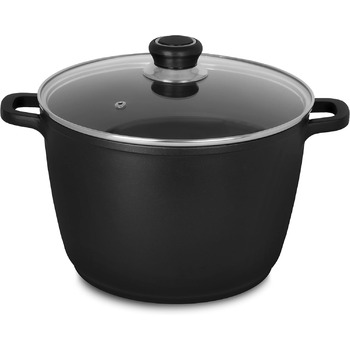 Лита алюмінієва універсальна каструля Krger Delta зі скляною кришкою - 24 см - каструля для приготування здорових та нежирних стра