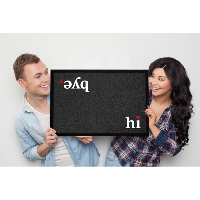 Килимок для дверей MoonWorks Hi Bye Welcome із кумедним написом, нековзний та миється, чорний, 60x40 см Welcome Hi Bye Black