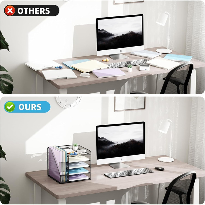 Органайзер для столу та офісних аксесуарів Marbrasse, 5-ярусний лоток для листів, сітчастий офісний органайзер для настільних аксесуарів та зберігання (чорний)