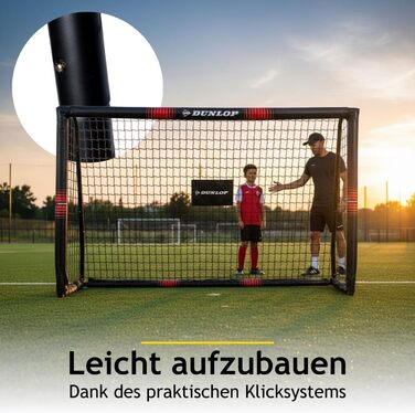 Футбольні ворота Dunlop - Футбольні ворота 300 x 200 x 90 см - Футбольні ворота - Футбольні ворота для саду, дітей та дорослих - Футбольне тренувальне обладнання, для приміщень та вулиці - Металеві - Чорний/Білий, Чорний/Червоний 180x120x60 см