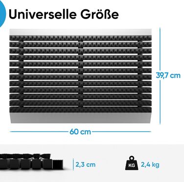 Вуличний алюмінієвий килимок для дверей з чорними щітками, килимок для збору бруду 40 x 60 см, вуличний килимок для дверей, алюмінієвий килимок для дверей, килимок для вулиці, скребок для взуття для входу в будинок, килимок-щітка для вулиці, килимок для д
