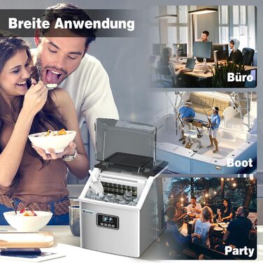 Машина для виробництва кубиків льоду COSTWAY 2.4 л, льодогенератор 18 кг за 24 години, льодогенератор 24 кубики льоду за 15 хвилин, льодогенератор з лопатою/таймером/функцією самоочищення