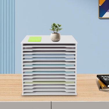 Рівневий органайзер для паперу для скрапбукінгу, настільна стійка для паперу для скрапбукінгу, лоток для листів з ПВХ, тримач для документів, папка для файлів для дому, бібліотеки, офісу, 30,5 x 30,5 см (білий), 15-