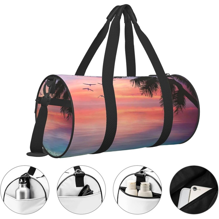 Дорожня сумка-циліндр Кокосова пальма, спортивна сумка для чоловіків та жінок, пляжна сумка, сумка-мішок