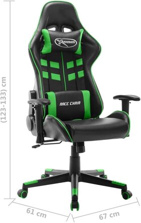 Геймерське крісло, офісне крісло, чорно-зелене, штучна шкіра
