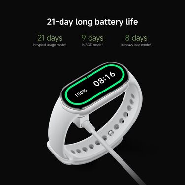 Фітнес-трекер Xiaomi Smart Band 10, смарт-годинник, 1,72-дюймовий AMOLED-дисплей, 21-денний час роботи від батареї, водонепроникність 5 атм, відстеження серцевого ритму та сну, понад 150 спортивних режимів, швидке зняття, чорний, сучасний