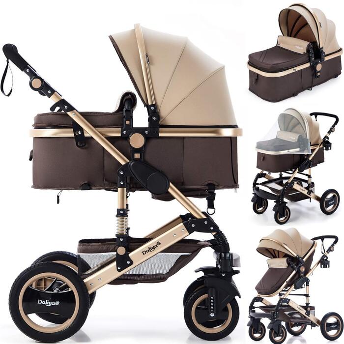 Коляска Daliya Bambimo 2в1 - комплект з 9 предметів, включаючи люльку та спортивне сидіння/прогулянковий блок - система 1 клік / а