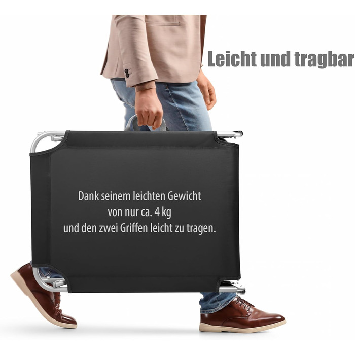 Складаний шезлонг BigDean, вантажопідйомність 150 кг, з 4-позиційним регулюванням спинки високоякісний садовий шезлонг для балкону, саду та пляжу чорний